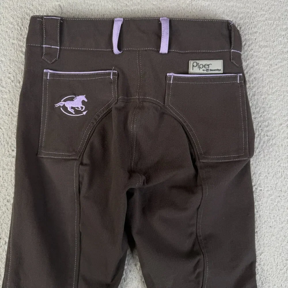 PIPER by SmartPak Riding Breeches Pants Girls 14 Gray Purple Knee Patch Stretch